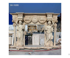 Wholesale Luxury Marble Stone Fireplace Mantel Surround With Woman Sculptures And Garland