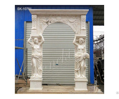 Manufacturer Hand Carved Marble Doorway Surround With Woman Caryatid Sculptures For Sale