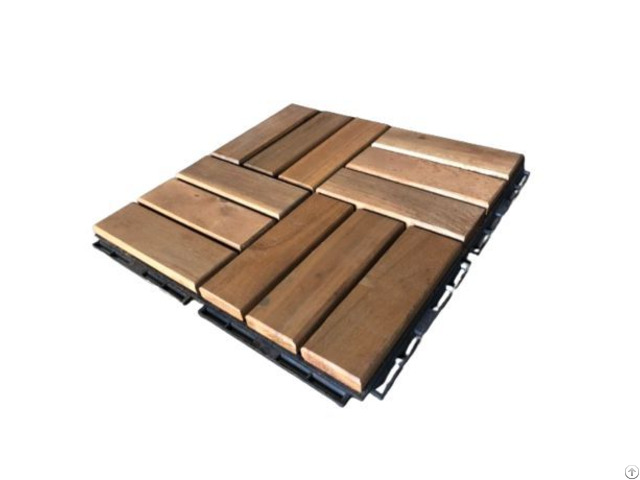 Wooden Interlocking Decking Tiles 12 Slats With 19mm Thick