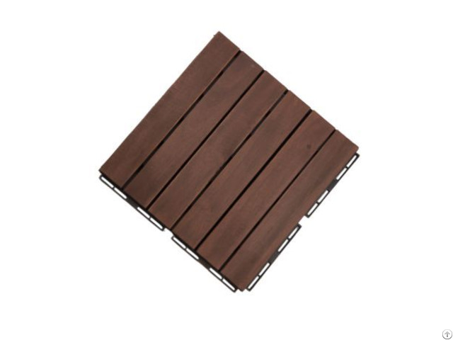 Wooden Interlocking Decking Tiles 6 Slats With 19mm Thick