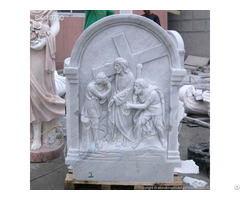 Religious Hand Carved Marble Low Relief Sculpture Stations Of The Cross For Sale