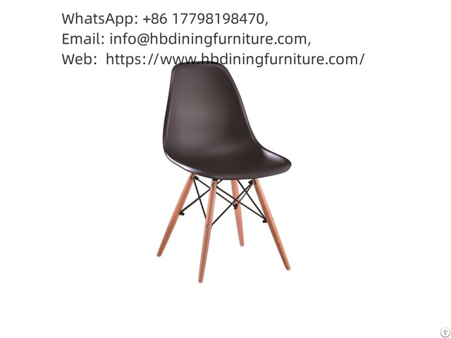 Plastic Dining Chair Solid Color Crossed Wooden Legs Dc P01