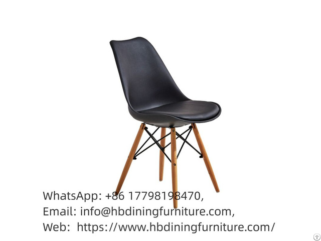 Plastic Dining Chair Metal Cross Fixed Wooden Legs Dc P03a