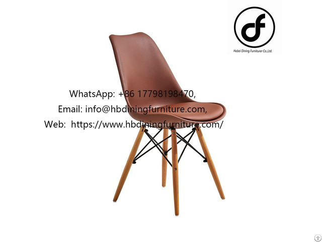 Metal Fixed Dining Chair With Wooden Legs