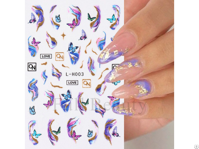 5d Marble Wave Flower Self Adhesive Fingernail Tips