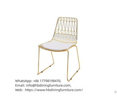 Short Back Hollow Iron Wire Dining Chair Dc W11