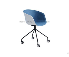 Fabric Bucket Dining Chair Swivel Wheel With Metal Legs