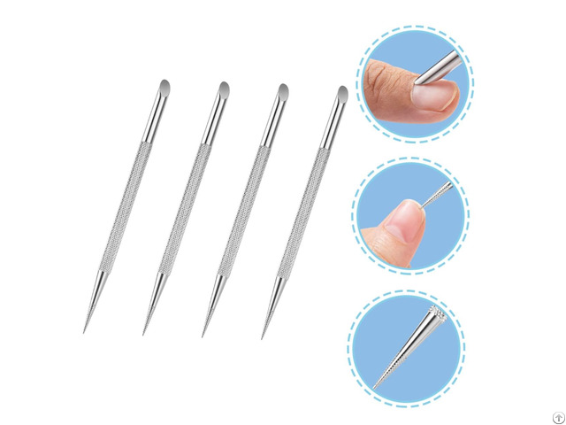 Metal Cuticle Pusher Safe Nail Cleaner Dotting Tools Stainless