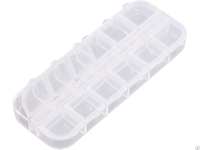 Empty Nail Art Jewelry Storage Box 12 Grids Clear Plastic Rhinestone Organizer