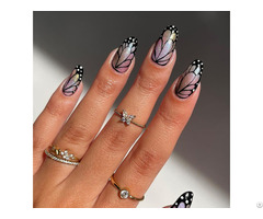 Black Butterfly Press On Nails Short Almond