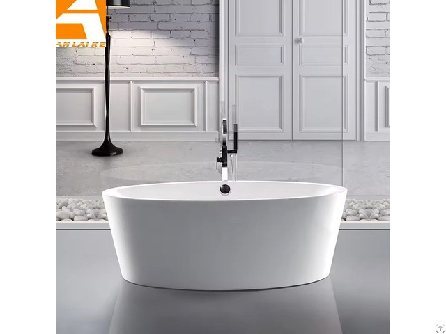 Stand Alone European Soaking Tub 2 Person High Glossy White Kf 728