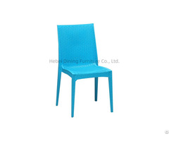 Plastic Dining Chair Blue Woven Pattern