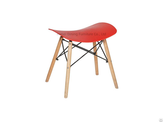Rectangular Plastic Stool With Wooden Legs