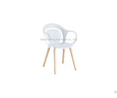 Plastic Armchairs With Cut Out Backrest Wood Legs