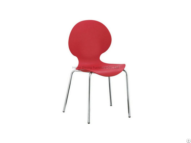 Plastic Chair With Round Back And Iron Legs