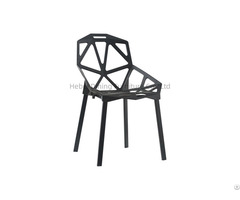 One Piece Plastic Chair With Hollow Seat Surface And Iron Legs