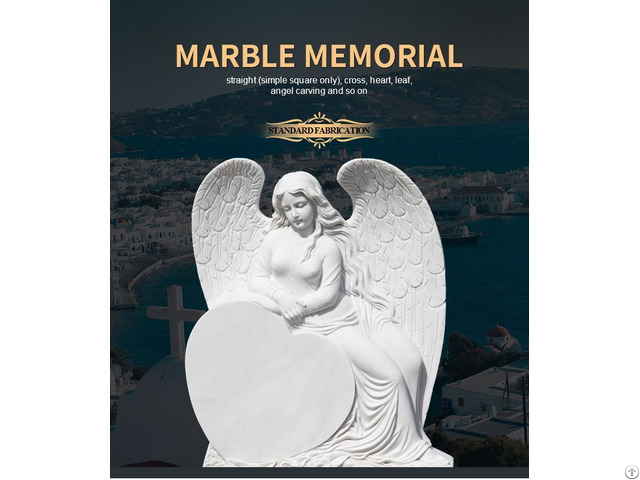 Classic White Marble Cherub And Tombstone