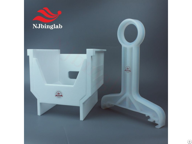 Eight Inch Ptfe Wafer Cassette Container With Pfa Handle For Semiconductor