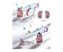 Enamel Tulip Flowers Jewelry Set