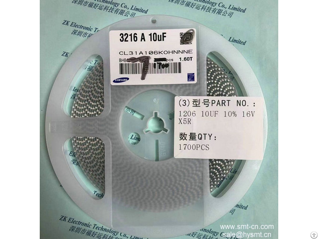 Samsung Capacitor 1206 10uf 10% 16v X5r Cl31a106kohnnne 3126 A