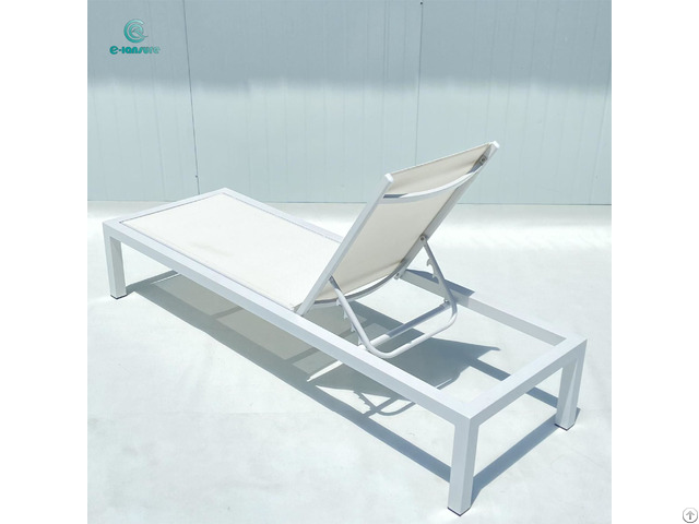 Aluminium And Textilene Waterproof Durable White Sun Loungers