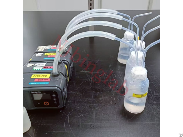 Pfa Gas Washing Bottle Connected To Air Sampling Pump