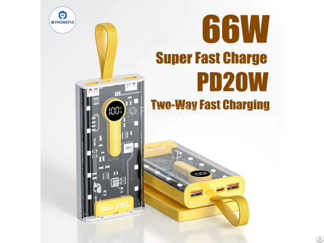 66w Super Fast Charging 20000mah Portable Transparent Power Bank