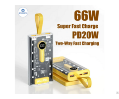 66w Super Fast Charging 20000mah Portable Transparent Power Bank