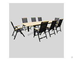 Outdoor Dinning Furniture Aluminium 9pcs Set With Folding Chair