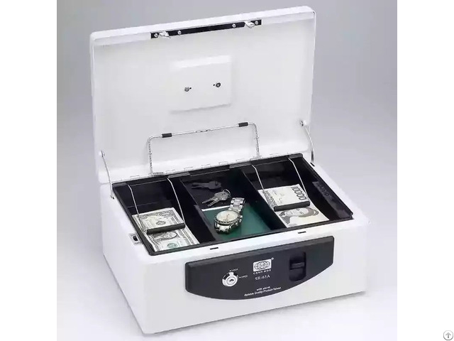 Cylinder Lock Cash Box With Alarm 14 Inch