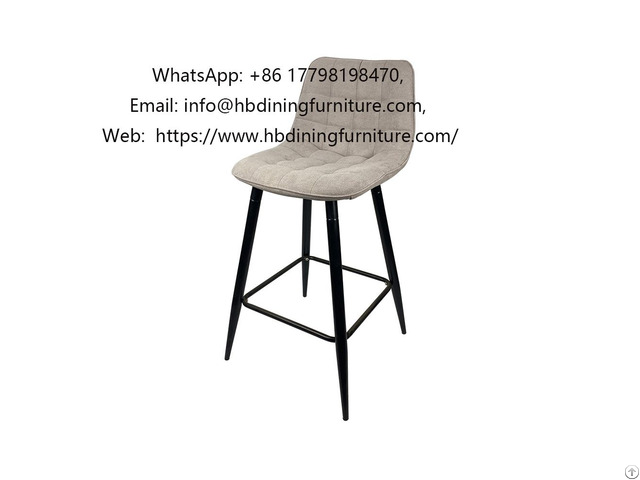 Upholstered Bar Chair High Leg Check Soft Fabric