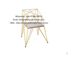 Hollow Iron Gold Wire Chair With Soft Cushion