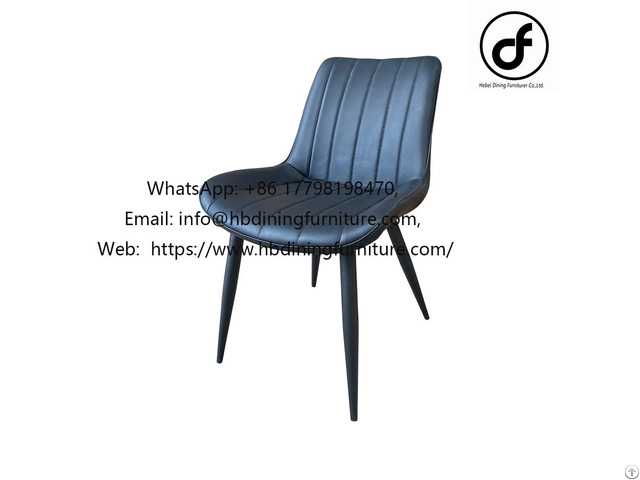 Leather Dining Chair Large Seat Cushion Black