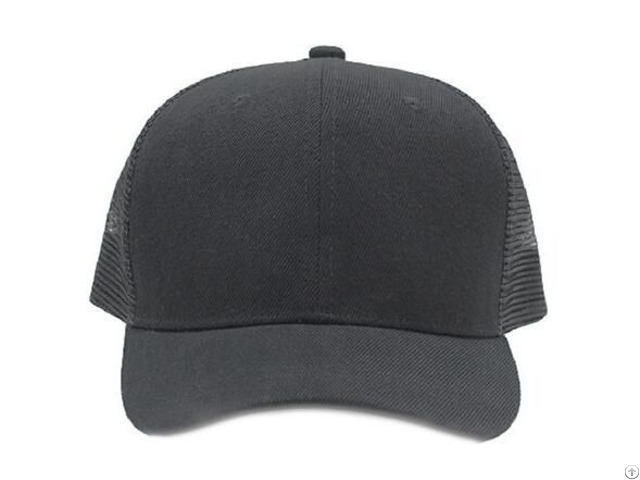 Black Blank Short Brim Baseball Mesh Cap