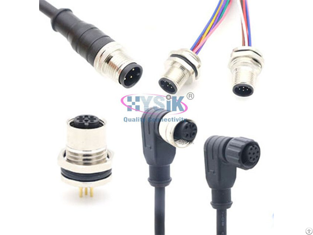 M12 Cable Connector 2 3 4 5 6 8 12 Poles Male Female Sensor Circular Panel Mount Receptacle