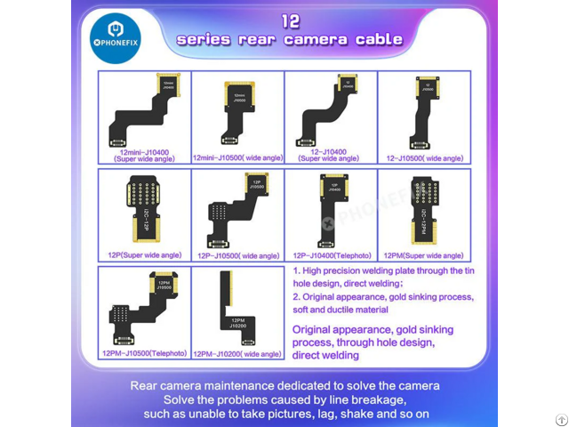 I2c Wide Angle Telephoto Rear Camera Cable For Iphone X 12 Pro Max