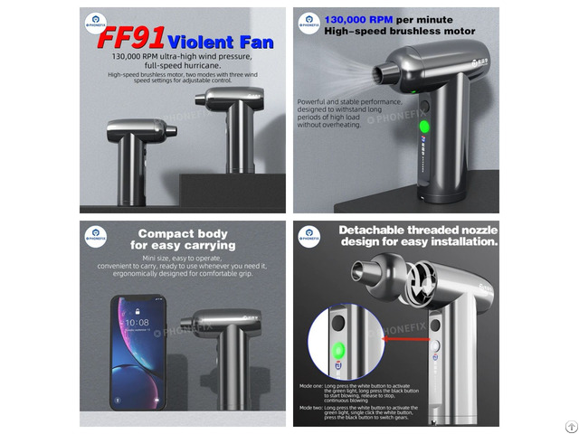 Jtx Ff91 Ultra High Wind Clean Dust Violent Fan For Phone Cleaning