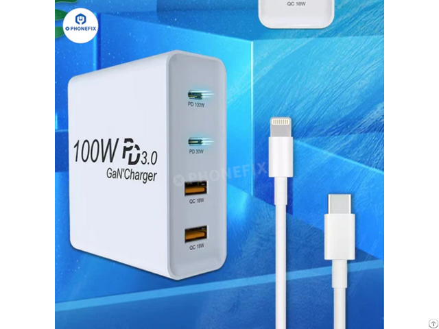 Gan Pd 100w Charger With Convertible Plug For Laptops And Mobile Phone