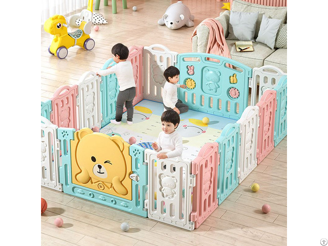 Indoor Kids Toy Toddler Plastic Safety Fence Foldable Baby Playpen With Balls