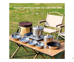 Camping Hiking Cookware Mess Kit Stainless Steel Pots And Pans