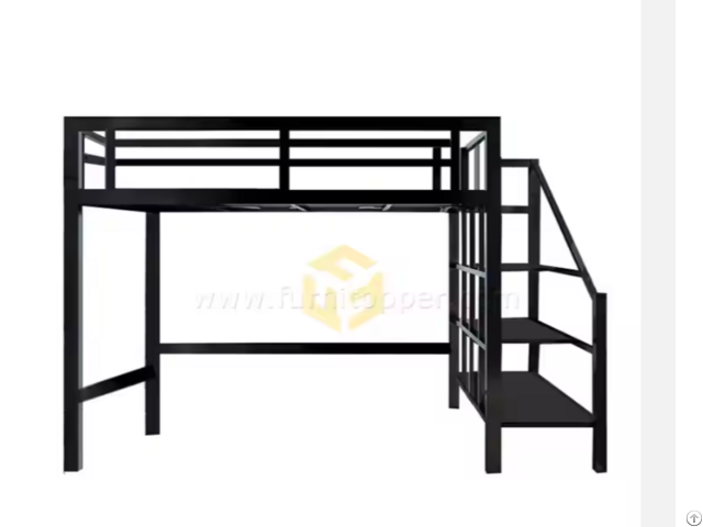 Bedroom Dormitory Queen Size Loft Bed Space Saving Hostel Adult Metal Bunk Beds With Stairs