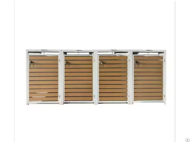 Metal Trash Can Cover Ashcan Enclosure Box Quadruple Wheelie Bin Shed