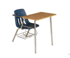 Classroom Students Combo Desk Chair With Book Rack Study Tablet Writing Pad And Bookbasket