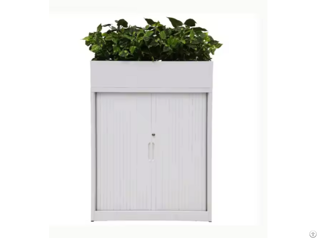 Office Tambour Door Metal File Cabinet Steel Flowerpot Locker Roller Shutter Cupboard With Planter
