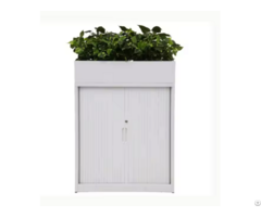 Office Tambour Door Metal File Cabinet Steel Flowerpot Locker Roller Shutter Cupboard With Planter
