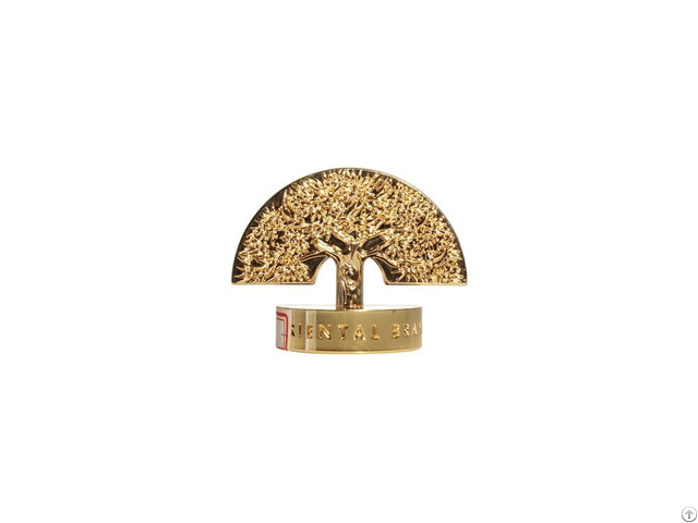 Customized Gold Plating Tree Shape Metal Zamac Closure Lid Cap