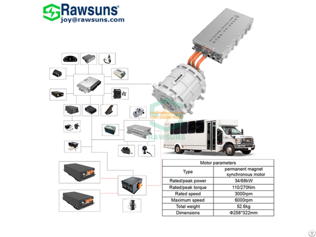 Turnkey Ev Conversion Kit 270nm 68kw Pmsm Motor 60kwh Battery Shuttle Mini Bus