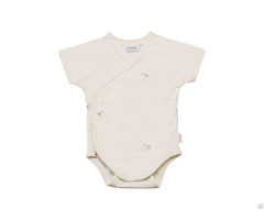 Peruvian Pima Cotton Short Sleeve Bird Baby Romper Infant Bodysuit Snap Button