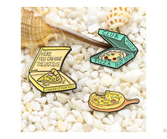 Yellow Irregular Pizza Box Pins Metal Badge Custom