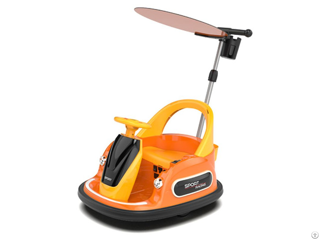 Kids Indoor Electric Bumper Car Steering Wheel Sunshade Cup Holder Push Pole